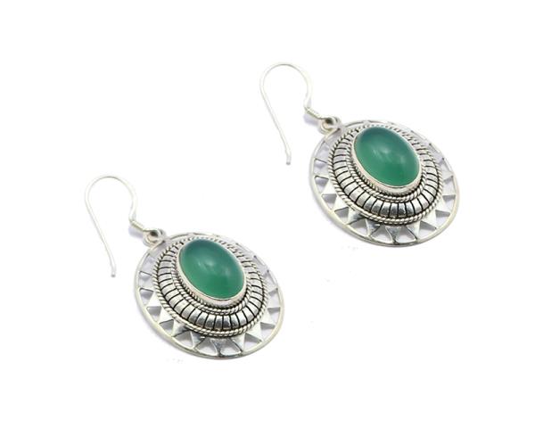 Studded solar earrings collection-Green Onyx